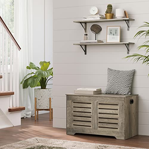 Wall Shelves 23.6" Long Floating Shelves with Metal Brackets (Grey Wash / 23.6 Inch)