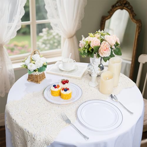 100PCS Silver Plastic Plates (Silver / 100 PCS)