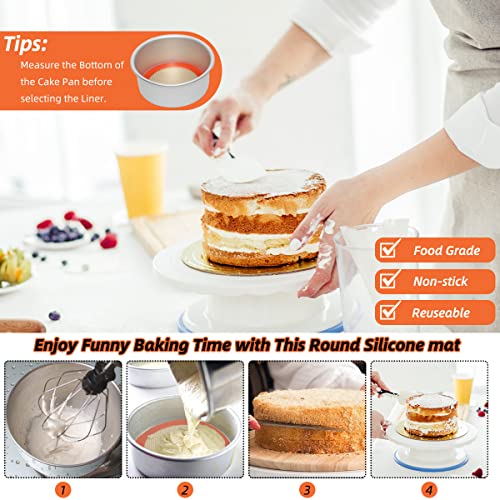 6 Inch Round Baking Mats (Bright Orange / 5.5"L x 5.5"W)