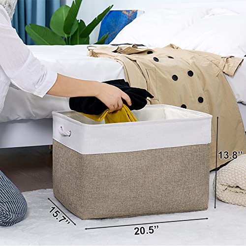 Organization Basket (White & Khaki / 3PCS/Extra Jumbo - 20.5Lx15.7Wx13.8H)