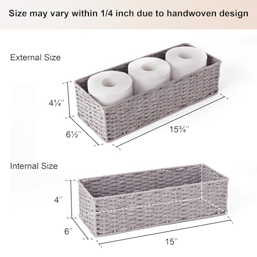Bathroom Basket Organizer (Gray / 15 ¾"L x 6 ½"W x 4 ¼"H)