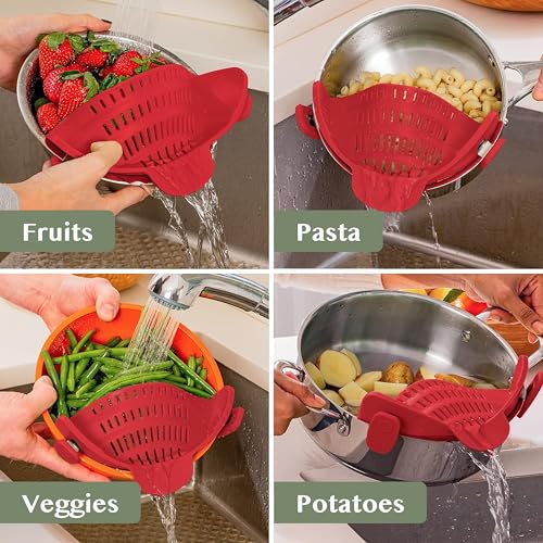 Snap N Strain Silicone Pot Strainer (Red)