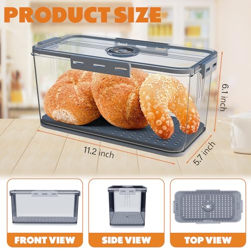 2PCS Bread Boxes (Grey-Small-2PCS)
