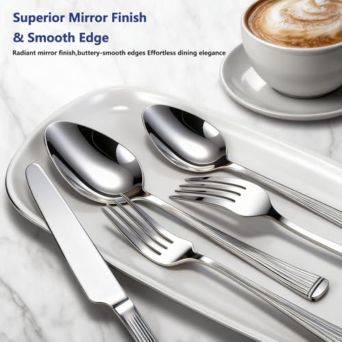 60Piece Hammered Silverware Set (60Pcs Roman Column Handles)
