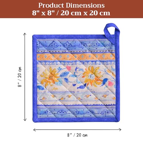 Pot Holders 100% Cotton Potholders (007 - Girassol / 8" x 8" (Pot Holder Pack of 2))