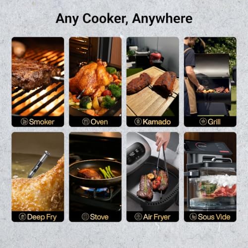 Smart WiFi Wireless Meat Thermometer with 2 Thin Probes & 6 Sensors (2 Probes)