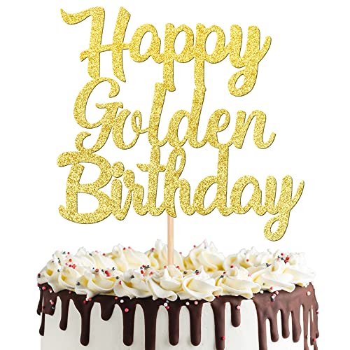 1 PCS Happy Golden Birthday Cake Topper (Golden)