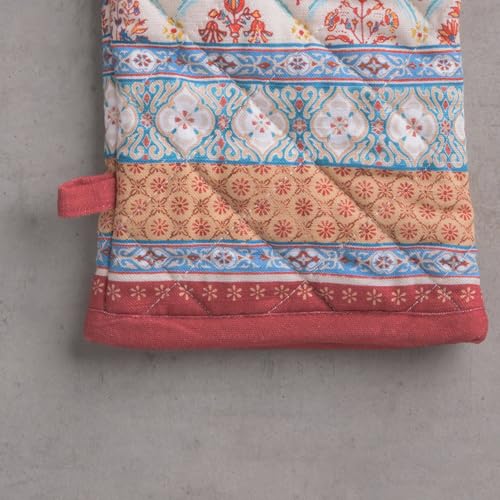 100% Cotton Oven Mitt & Pot Holder Set (025 - Romane / 7.5" x 13" & 8" x 8" (Oven Mitt & Pot Holder))