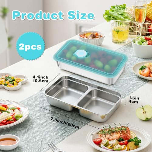 2 Pack Stainless Steel Food Containers with Lids (2 Count)