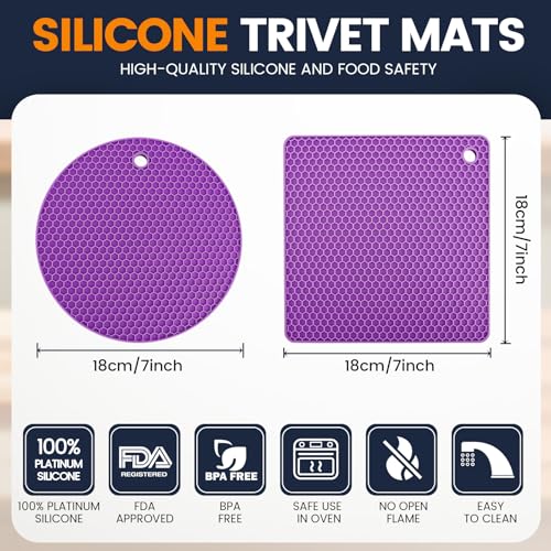 Silicone Trivet Mats 4 Heat Resistant Pot Holders Multipurpose Non