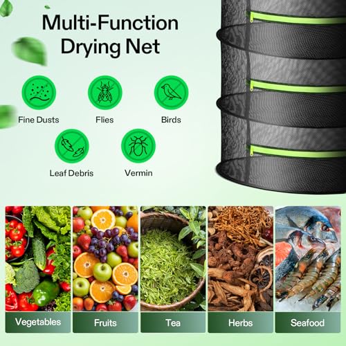 2-Pack 6-Layer Mesh Drying Rack Hanging Design with Green Zippers for Dehydrating, Indoor and Outdoor (Pruning Shears Included) (2 Count)