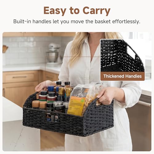 Pantry Baskets (Black(Paper Rope) / 15¾"L x 11"W x 7½"H + 14¼"L x 9¾"W x 6¾"H)