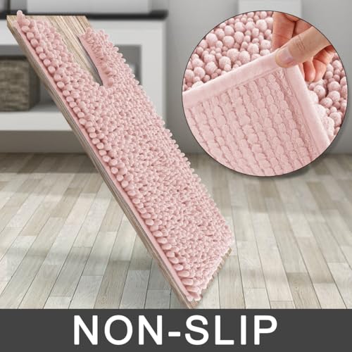 Toilet Rug U Shaped Washable 24x20 Inch (24" X 20" / Light Pink)