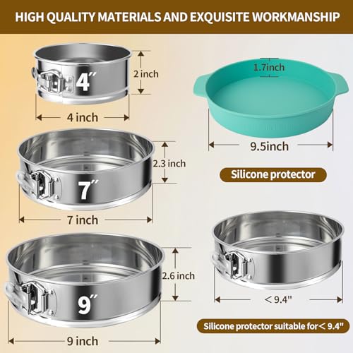 4-7-9 Inch Stainless Steel Springform Cheesecake Pan Set of 3 (3 Count)