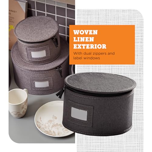 4 Piece Quilted China Plate Storage Set (Gray / 4 Piece Quilted Set for Plates)