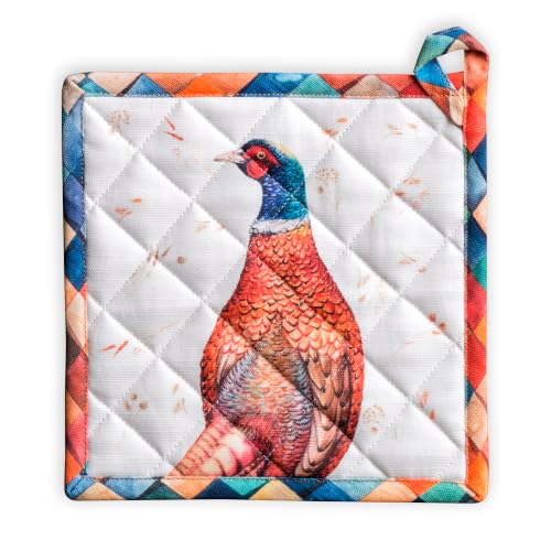 Pot Holders 100% Cotton Potholders (084 - Faisan D'automne / 8" x 8" (Pot Holder Pack of 1))