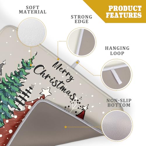 Christmas Trees Dish Drying Mat Winter Holiday Kitchen Dishes Pad 18x24 Inch Absorbent Reversible Fast Dry Draining Rack Pad for Countertop (Christmas Snow Trees / 18" x 24")