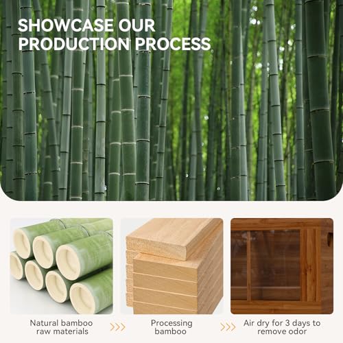 Bamboo Kitchen Utensil Holder with Drying Stone and 6 Compartments (Brown / Medium)