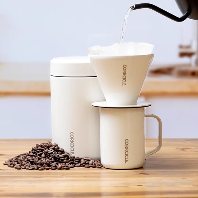 Corkcicle Pour Over - Pour Over Coffee Maker for Your Home - Insulated Stainless Steel - BPA Free - Easy to Clean - Non-Slip Silicone Base - Fits Any Mug - Tool for a Home Barista - Oat Milk