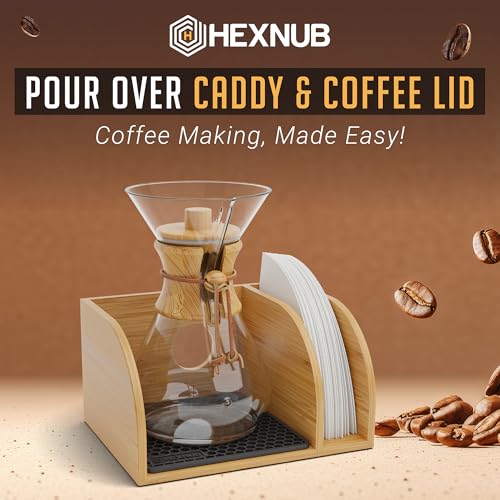 Pour Over Caddy with Lid for Chemex Bodum Cosori Coffee Makers Black (Black-1)