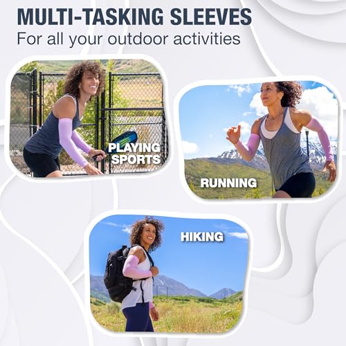 Non Slip Cooling Arm Sleeves for Men & Women (1 Pair: Pink / One Size)