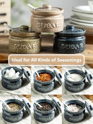 10oz Ceramic Sugar Bowl with Lid and Spoon for Coffee Bar (13.59 Count)