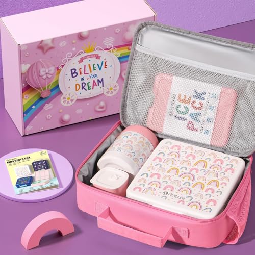 Kids Bento Snack Lunch Box with Thermo Insulated Toddler Lunch Bag