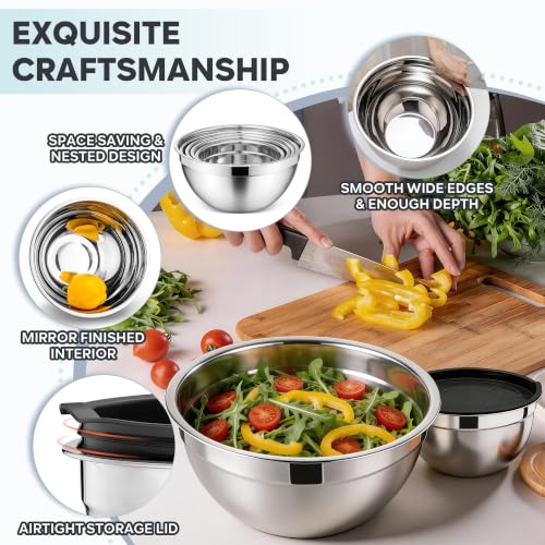 Mixing Bowls with Lids Set (Black / 10 Piece)