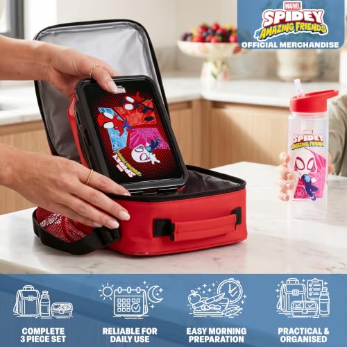 Marvel Spidey and His Amazing Friends Boys Lunch Box 3Pc Set (Black/Multi Spidey)