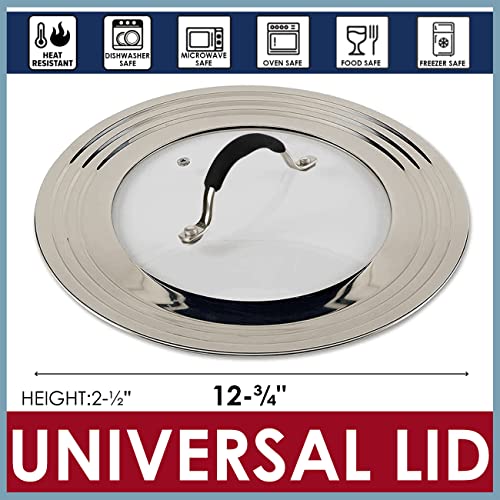 Stainless Steel Universal Lid for Pots (Black Handle)