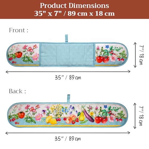 Double Oven Mitts 100% Cotton Double Oven Glove (042 - Giverny / 7" x 35" (Double Oven Mitt))