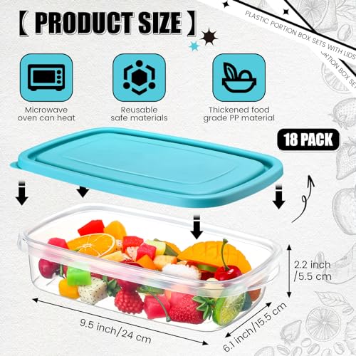 18 Pcs 33 oz Plastic Food Storage Containers with Lids (Blue)