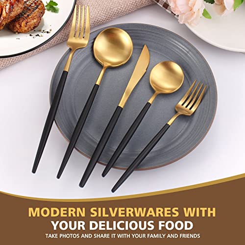 Matte Black Gold Silverware Set (Blackgold / 40-piece)
