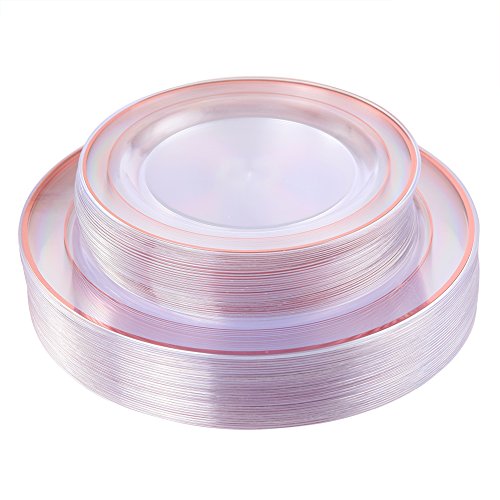 60 Pcs Rose Gold Plastic Plates (60 Pieces / Rose Gold)