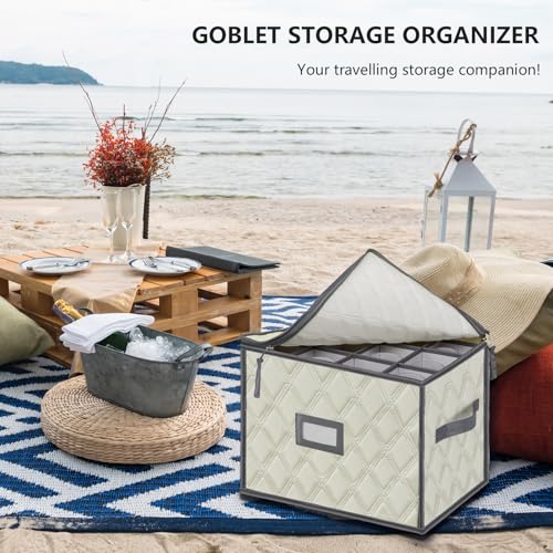 Champagne Flute Storage Box (Beige / 1 Pack Champagne Wine Glass Storage Box)