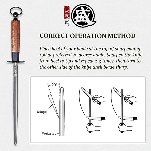 10 Inch Round Honing Steel for Knives (Round Sharpening Rod / 10 inch)