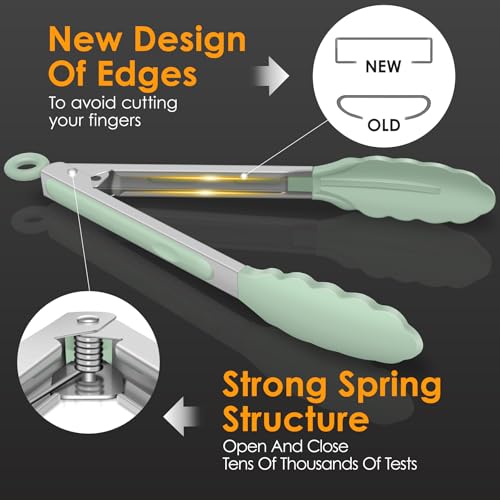 Silicone Kitchen Tongs for Cooking (Light Green)