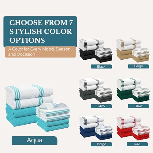 Kitchen Towel Set 8 Pc (Terry - Aqua / Kitchen Towel Set - 8 Pack)