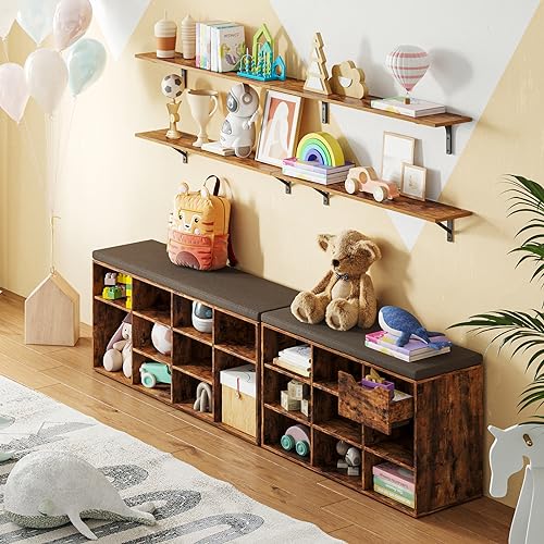 Long Wall Shelves (Rustic Brown / 47.3 Inch)