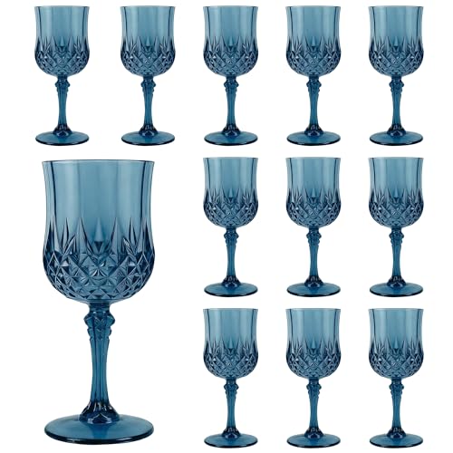 12Pack Plastic Wine Glasses (Navy Blue)