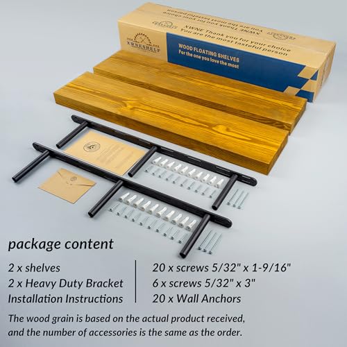 Rustic Floating Shelves 36 inch Long 8 inch deep Set of 2 (Gold Oak / 36'' x 8''x 2''(set of 2）)