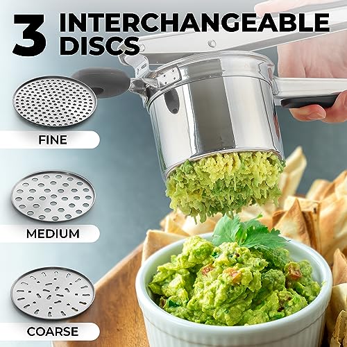 Premium Large 15oz Potato Ricer With 3 Interchangeable Discs