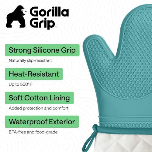 Silicone Oven Mitts (Turquoise / 12.5" Oven Mitts)