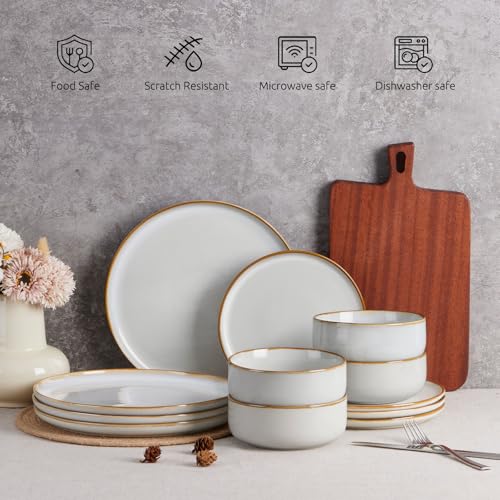 Plates and Bowls Set for 4 (Seashell White / Service for 4)