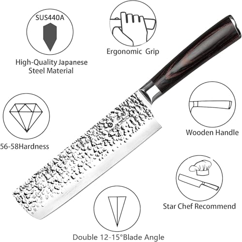 Nakiri Knife 7 Inch (Black with Espresso Brown)