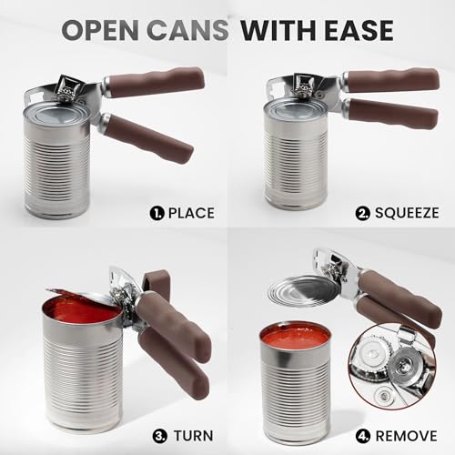 Manual Can Opener Heavy Duty Patented Stainless Steel (Toffee / Comfy Grip)