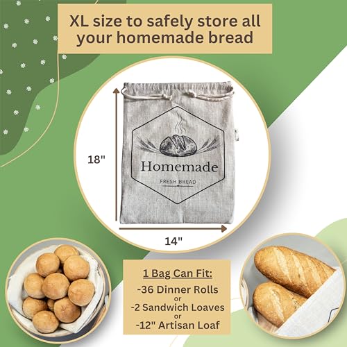 2 Pack XL Bread Bags for Homemade Bread (2 Count)