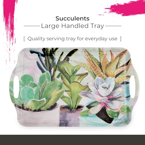Large Handled Tray (18.9" x 11.6" / Succulents)