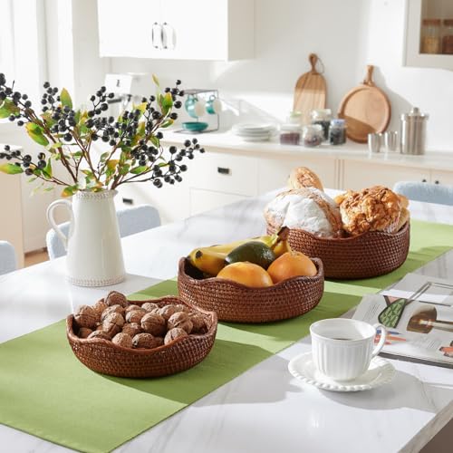 Rattan Bread Basket (Set of 3 (Small/Medium/Large) - Brown)