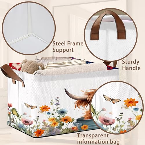 Farm Animal Storage Basket Large 17x11.5x10.5 Inche (Cute Cow Animal)